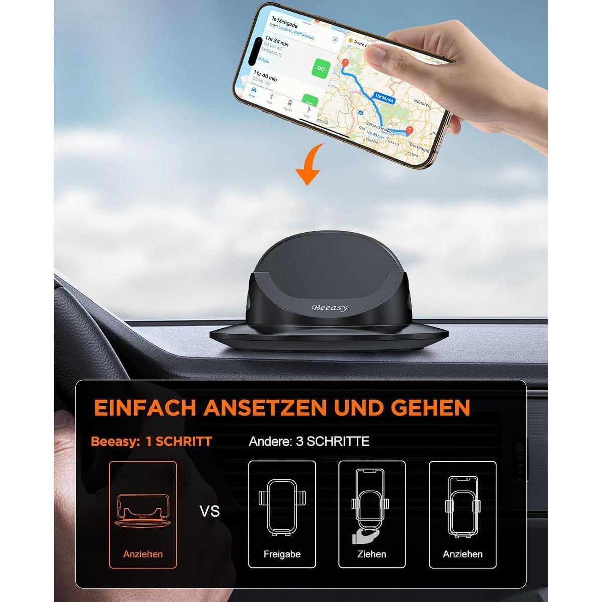 Handyhalterung Auto 360° drehbar, stabil & rutschfest