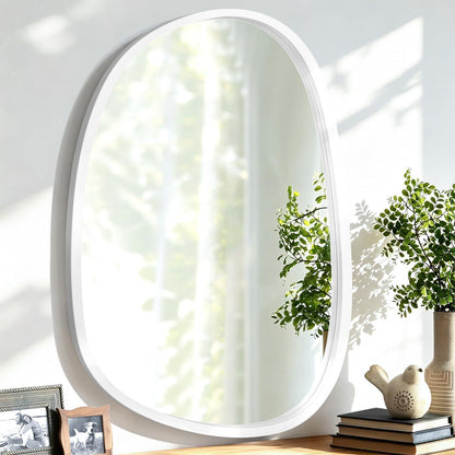 Asymmetrischer Wandspiegel Holzrahmen Oval Dekorativ 65x45 cm