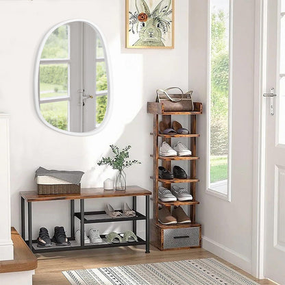 Asymmetrischer Wandspiegel Holzrahmen Oval Dekorativ 65x45 cm
