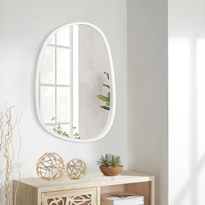 Asymmetrischer Wandspiegel Holzrahmen Oval Dekorativ 65x45 cm