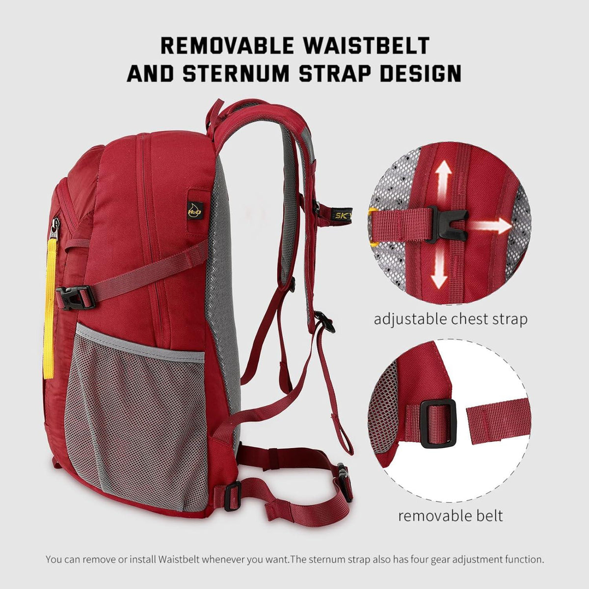 Leichter Wanderrucksack 20L mit Belüftung aus atmungsaktivem Mesh