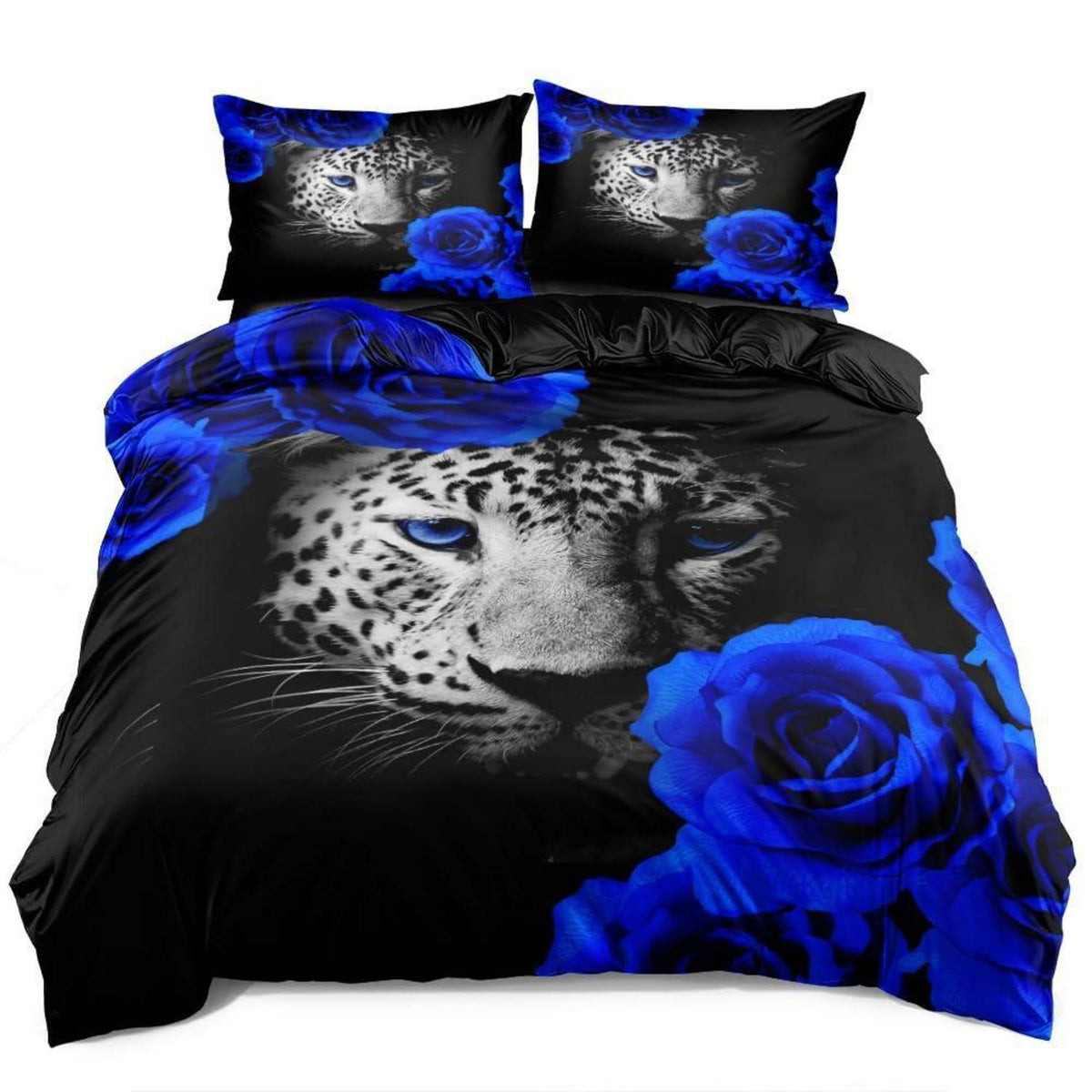 Bettwäsche-Set Leopard 135x200 - 4tlg. mit Blumenmuster