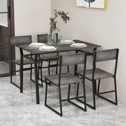5-teiliges Esstisch-Set mit Stühlen | Industriedesign & Stauraum
