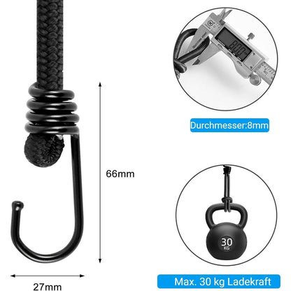 Spanngummis mit Haken – 10er Set, 45 cm, Robust & Vielseitig