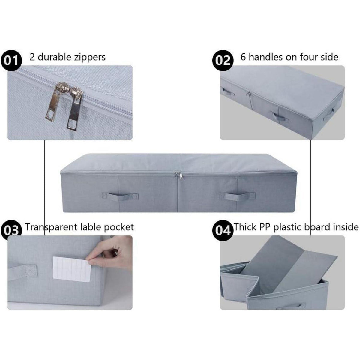 2er-Pack Unterbett-Aufbewahrungsboxen, Dunkelgrau