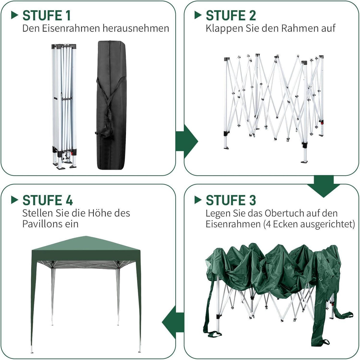 2x2m Faltpavillon mit Seitenteilen – UV-Schutz & Winddicht