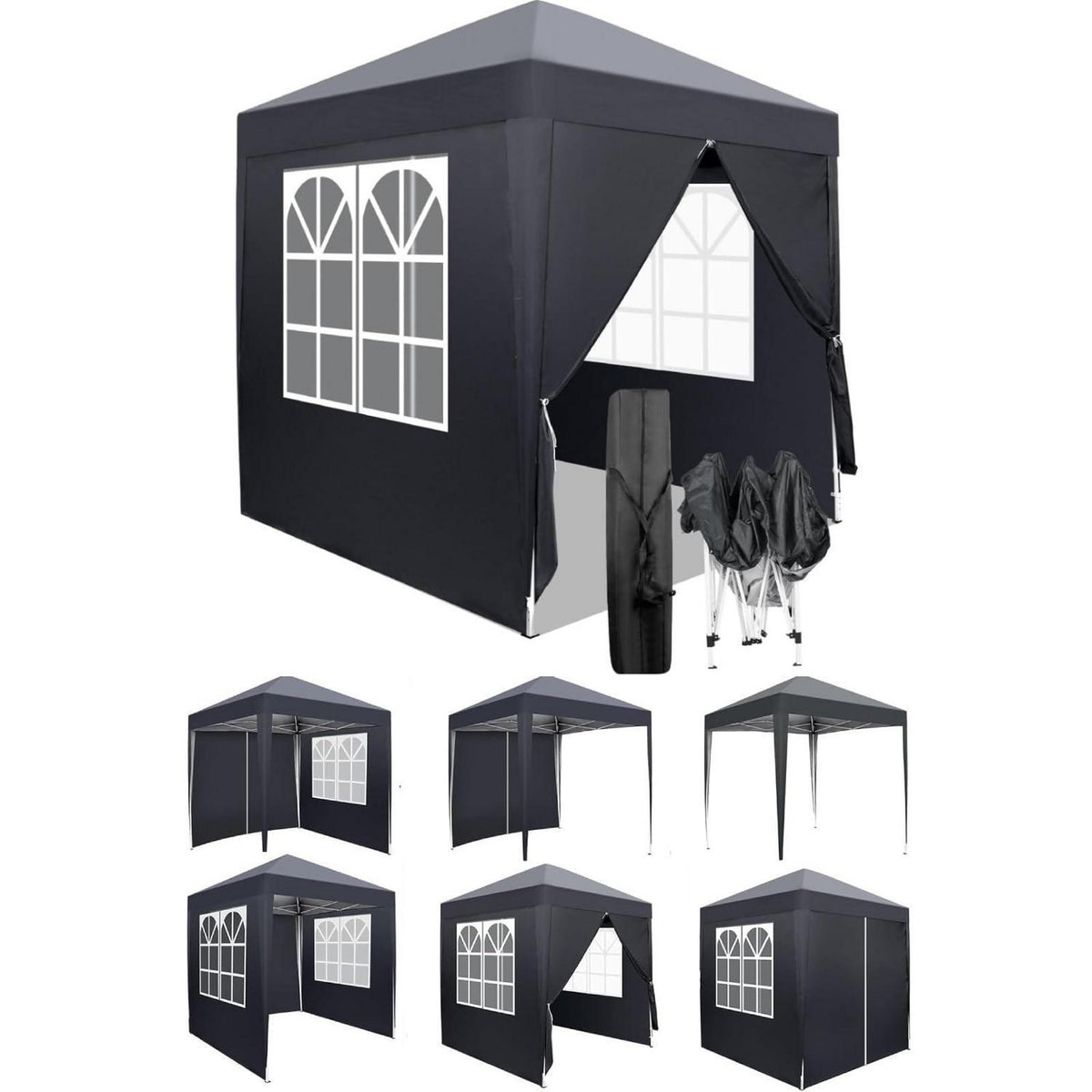 2x2m Faltpavillon mit Seitenteilen – Winddicht & UV-Schutz