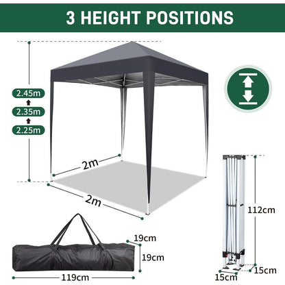 2x2m Faltpavillon mit Seitenteilen – Winddicht & UV-Schutz