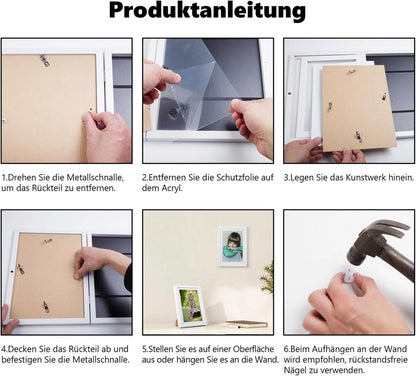 Kinderbilderrahmen A4 für Kunstwerke Aufstellbar Wandmontierbar Acrylglas