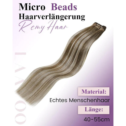 Echthaar Tressen Extensions Braun Blond 12 Zoll 50g