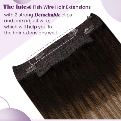 Remy Echthaar Verlängerung Balayage Dunkelbraun-Blond