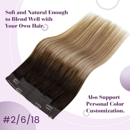 Ombre Braun Echthaar Haarverlängerung mit Draht – 35cm
