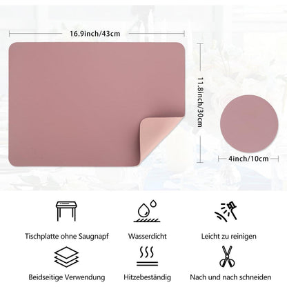 Abwaschbare Tischsets in Lederoptik, 4er Set, Lila + Rosa