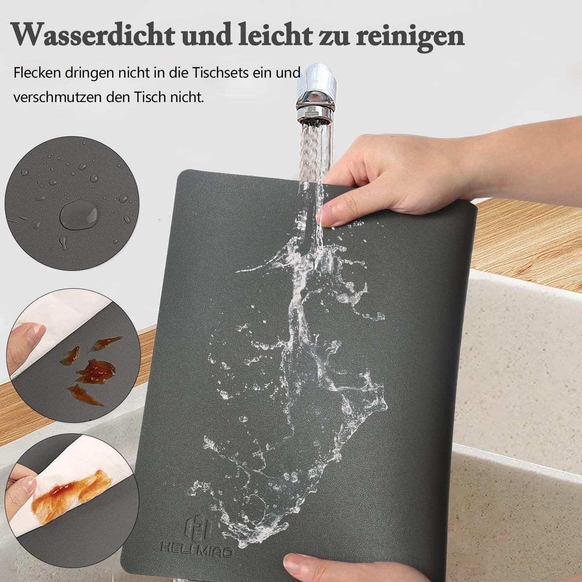 Abwaschbare Tischsets in Lederoptik, 4er Set, Lila + Rosa