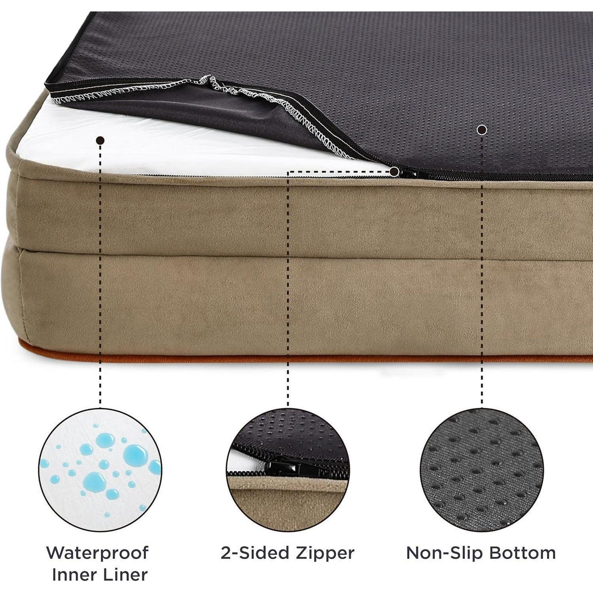 Orthopädisches Hundebett Haselnussbraun L 106x80 cm