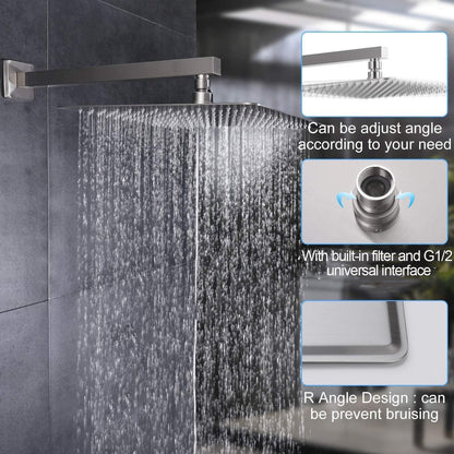 12 Zoll Regendusche Edelstahl – Quadratischer Duschkopf mit Anti-Kalk