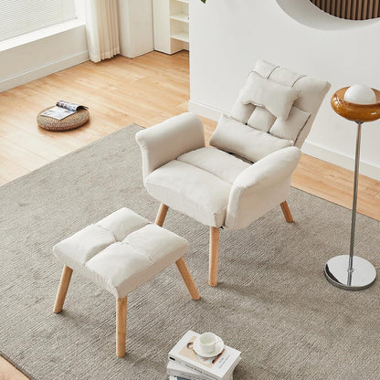 Relaxsessel mit Liegefunktion & Hocker – Bequemer Fernsehsessel Creme