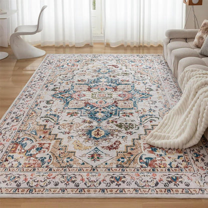 Waschbarer Vintage Teppich 80x150cm – Kurzflor Wohnzimmer Teppich