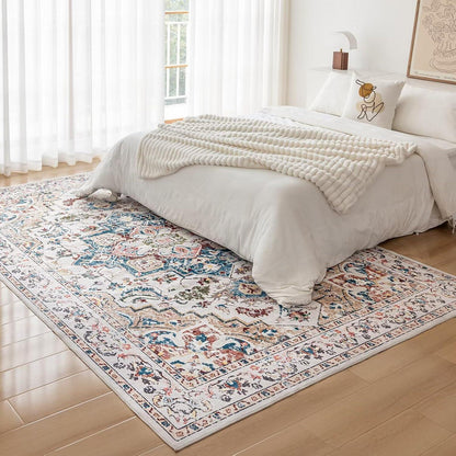 Waschbarer Vintage Teppich 80x150cm – Kurzflor Wohnzimmer Teppich