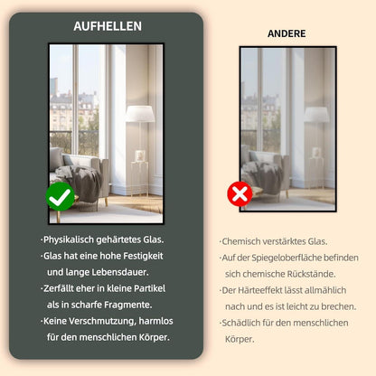 Standspiegel Schwarz 200x100cm | Ganzkörper Spiegel mit Metallrahmen