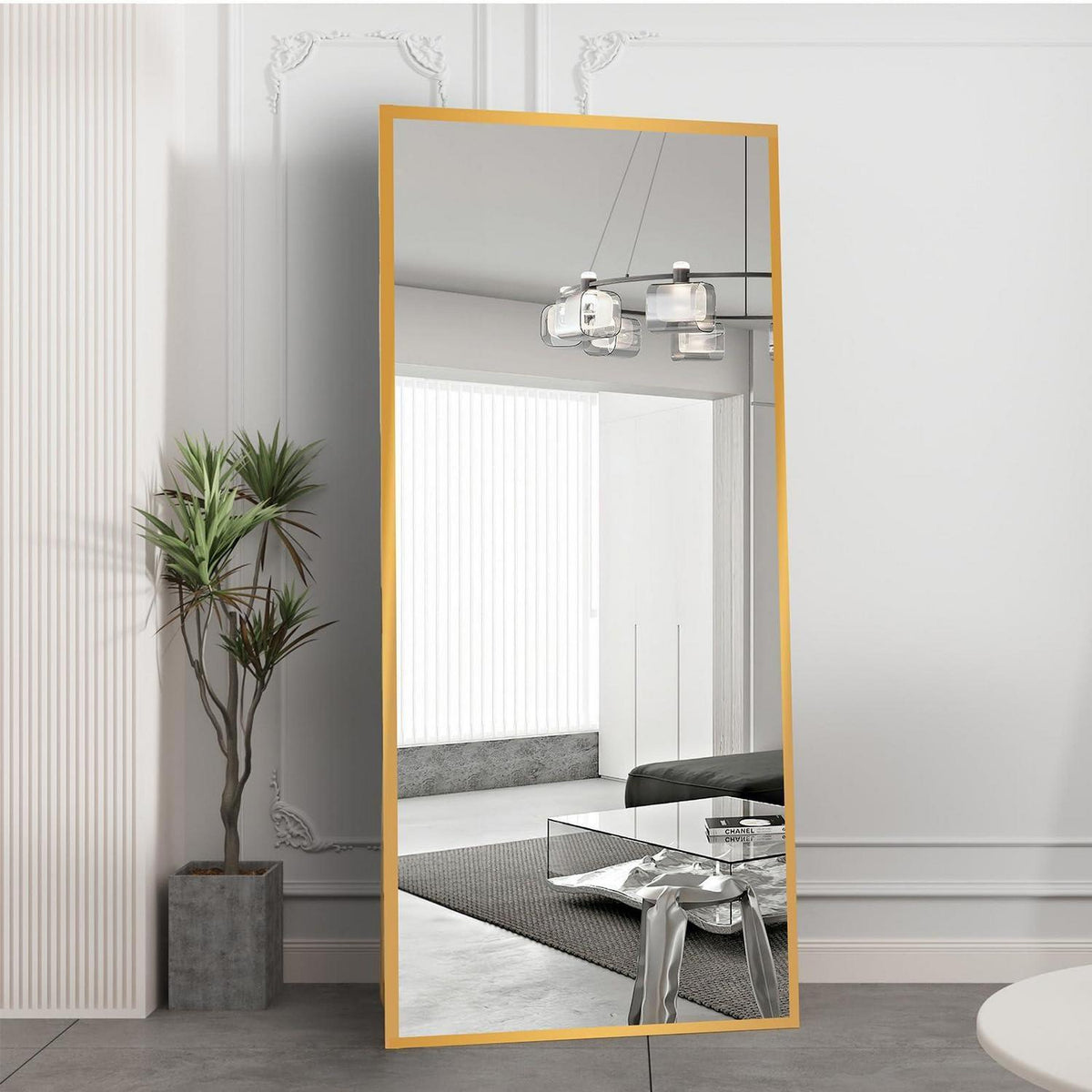 Ganzkörperspiegel Standspiegel Gold 180x80cm | Lehnend & Wandmontage