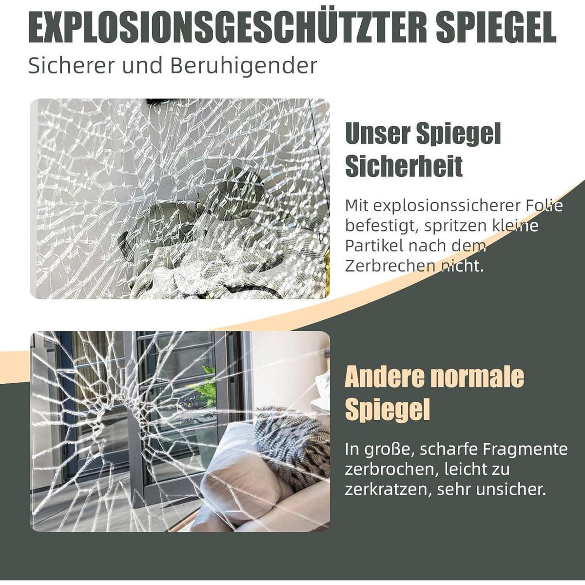 Ganzkörperspiegel Standspiegel Gold 180x80cm | Lehnend & Wandmontage
