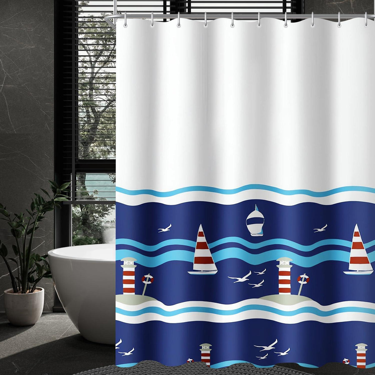 Duschvorhang Blaues Segel 180x180cm Polyester Wasserabweisend