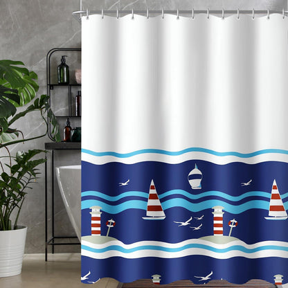 Duschvorhang 180x180cm mit beschwertem Saum, wasserabweisend, waschbar, blau_SEGEL Muster