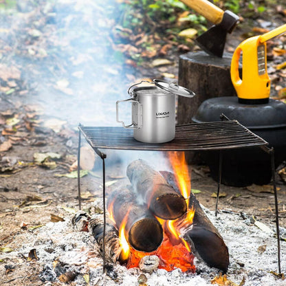 750ml Camping Topf Edelstahl mit Löffel & Deckel