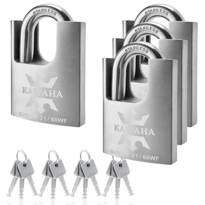 Edelstahl Vorhängeschloss 60mm - 4er Pack, Gleichschließend