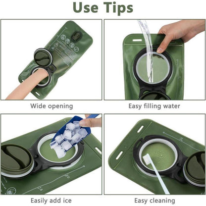 Trinkblase 2L für Rucksack, BPA-frei, auslaufsicher, Grün