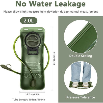 Trinkblase 2L für Rucksack, BPA-frei, auslaufsicher, Grün