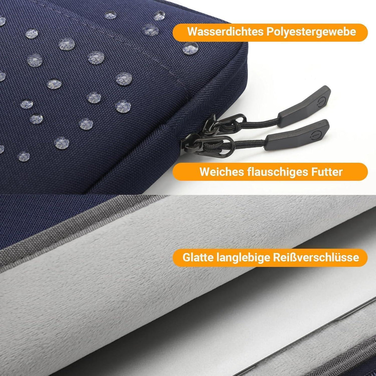 14 Zoll Laptoptasche Wasserdicht mit Zubehörtasche Dunkelblau