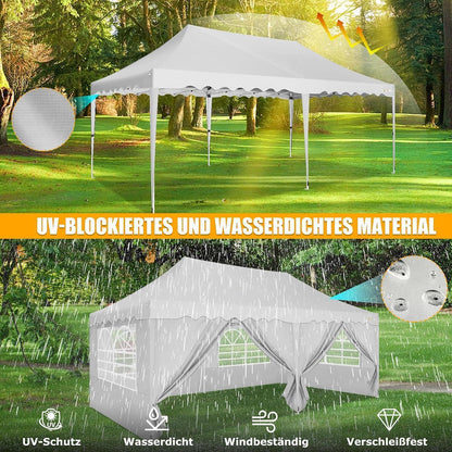 Faltpavillon 3x6m mit Seitenwänden – Wasserdicht & Stabil
