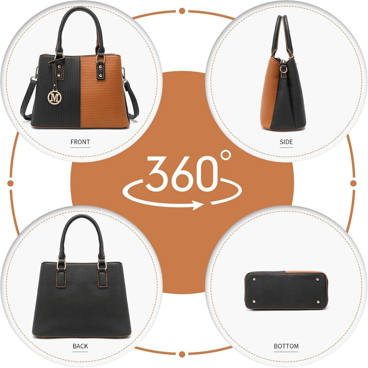 Miss Lulu Damen Handtasche PU Leder Vintage Schultertasche Gradient Grau