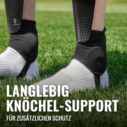 Fußball Schienbeinschoner Kinder mit Knöchelschutz Blau M