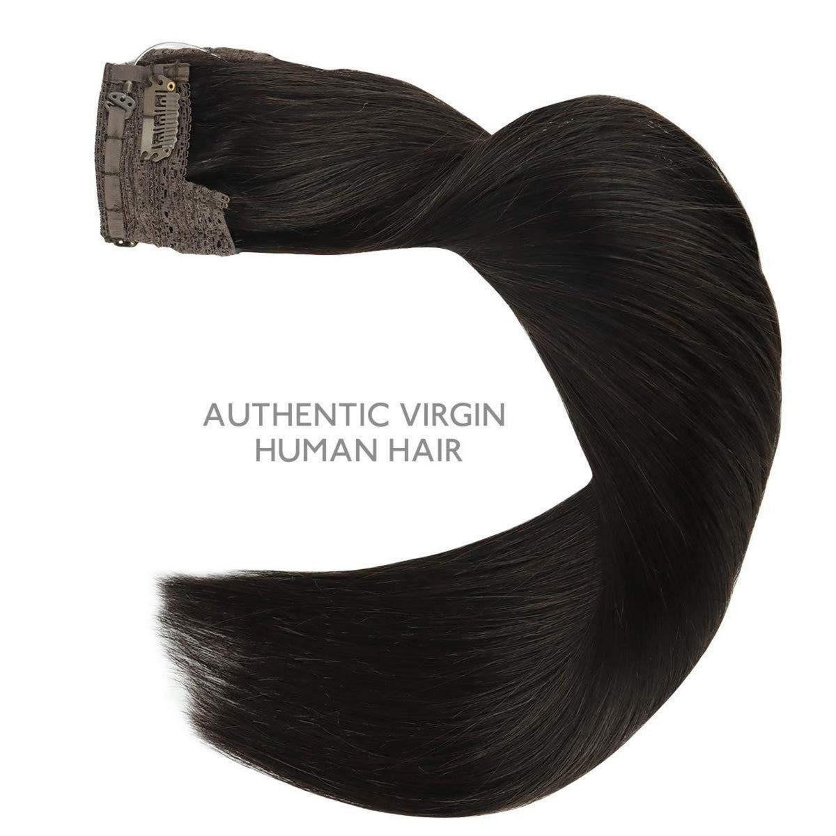 Flip-In Haarverlängerung Echthaar 40cm Naturschwarz Unsichtbarer Draht
