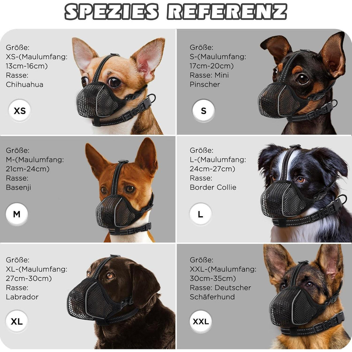 Hund Maulkorb Mesh Atmungsaktiv & Einstellbar
