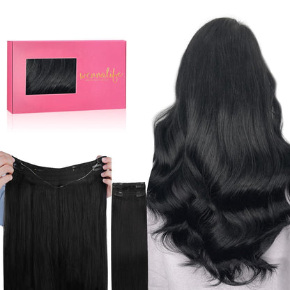 Flip-in Haarverlängerung Echthaar 50cm Tief Schwarz