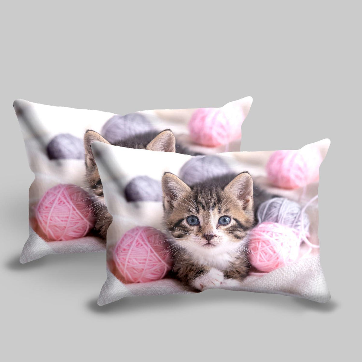 Katzen Bettwäsche Set 135x200 cm – 3D Kinder Bettbezug mit Kissenbezügen