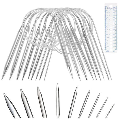 Edelstahl Rundstricknadel Set 9 Größen (2,5-10mm) 40cm