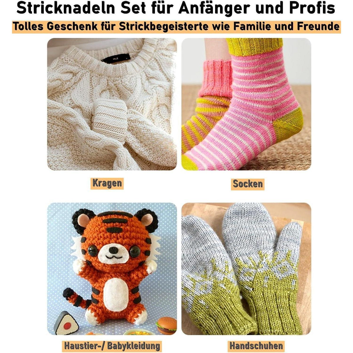 Edelstahl Rundstricknadel Set 9 Größen (2,5-10mm) 40cm