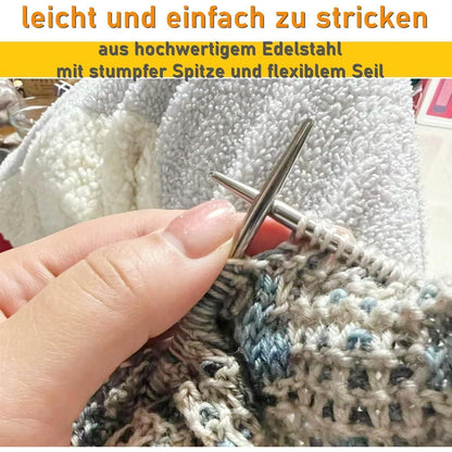 Edelstahl Rundstricknadel Set 9 Größen (2,5-10mm) 40cm