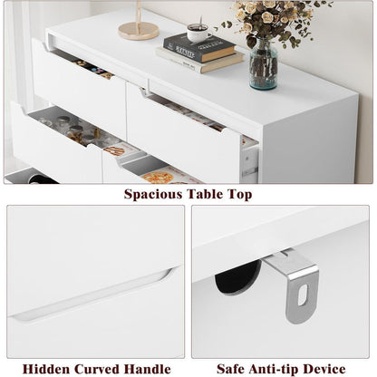 Kommode mit 6 Schubladen – Weißes Sideboard für Schlafzimmer & Wohnzimmer