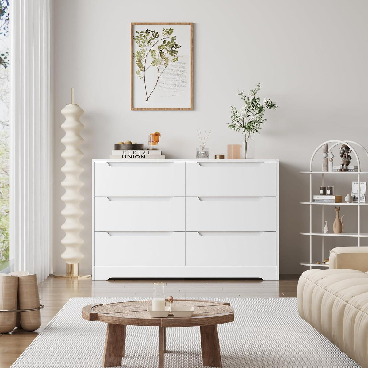 Kommode mit 6 Schubladen – Weißes Sideboard für Schlafzimmer & Wohnzimmer
