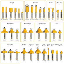 35-teiliges Fräser-Set für Oberfräsen, 8mm Schaft, Holzbearbeitung