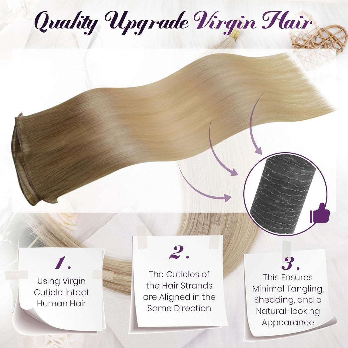 Echthaar Tressen Braun Blond Ombre 45cm - Virgin Qualität
