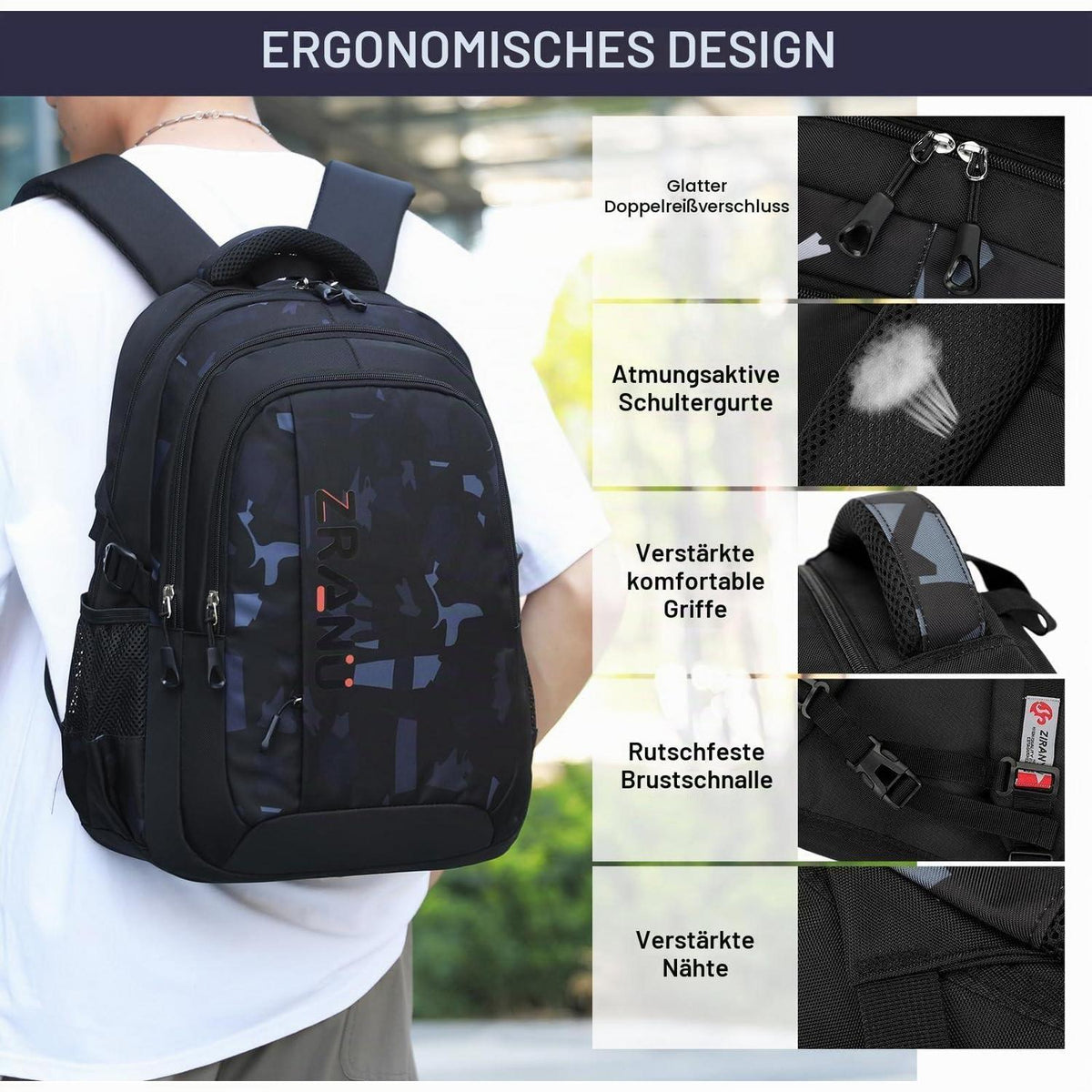 Schulrucksack Trolley für Jungen – Rucksack mit Rollen, Blau