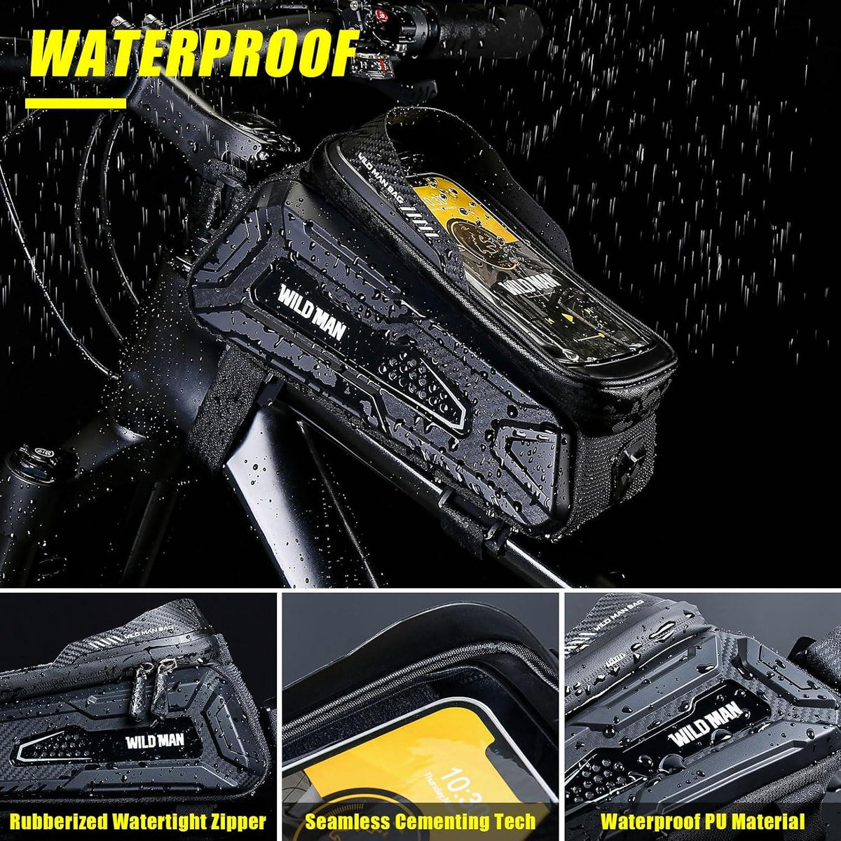 Wasserdichte Fahrradtasche Rahmen mit Touchscreen für Smartphones bis