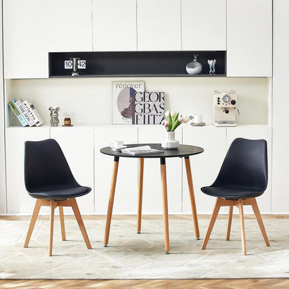 Essgruppen Set für 2 Personen – Runder Schwarz Tisch & 2 Stühle